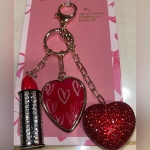 Piper K Red and Gold Heart Plus Lipstick Keychain Set